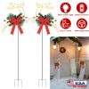 2Pcs Christmas Lighted Reindeer Decoration LED Pathway Stake Lights Battery Powered for Outdoor Garden Lawn Porch Front Door Patio Holiday Decor