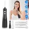 Portable Water Dental Flosser Cordless Rechargeable Dental Oral Irrigator IPX7 Waterproof Teeth Cleaner with 4 Modes 4 Nozzles 10.15oz Detachable Wate
