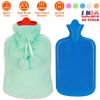 2L Hot Water Bottle w/ Plush Cover Classic Natural Rubber Hot Water Bag Feet Warmer For Pain Relief Hot Compress Heat Therapy Warm Neck Shoulders