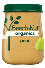 Beech-Nut Organics Stage 1 Organic Baby Food, Pear, 4 oz Jar