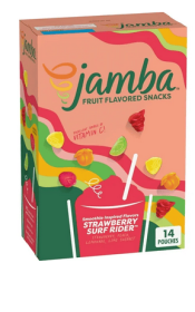 Jamba Fruit Flavored Snacks, Strawberry Surf Rider, Gluten Free, 16.8 oz (14 Pouches)