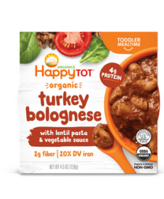 Happy Tot Organics Organic Gluten Free Turkey Bolognese with Lentil Pasta and Vegetable Sauce Bowl