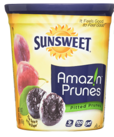 Sunsweet Amazin Prunes, Pitted Prune, It Feels Good to Fell Good, 16 oz Cup