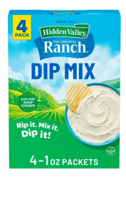 Hidden Valley Original Ranch Dips Mix, Gluten Free, Keto-Friendly, 1 oz, 4 Packets