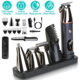All In One Beard Trimmer for Men With 5 Trimmer Heads IPX5 Waterproof Electric Razor For Face Nose Body Beard Cordless Hair Shaver Clipper Grooming Ki
