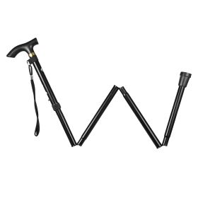 Walking Cane Aluminum Alloy Walking Stick Adjustable Folding Travel Hiking Stick Anti-Slip (Option: AdjustableWalkingStick(Black))