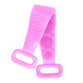 Silicone Back Scrubber Belt For Shower Exfoliating Foaming Body Wash Strap Brush Bristles Massage Dots W/ Adhesive Hook (Option: BathScrubberBelt(Purple))