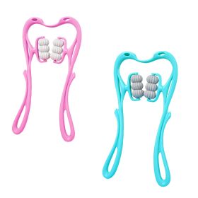Neck Roller Massager 360º Rotatable Trigger Point Roller Portable Massager with 6 Balls for Neck Leg Thigh Foot Pain Relief (Option: NeckMassager(Pink))