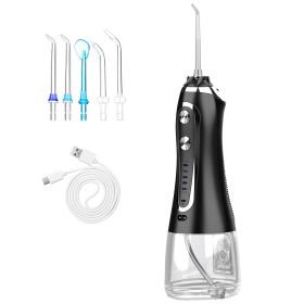 Portable Water Dental Flosser Cordless Rechargeable Dental Oral Irrigator IPX7 Waterproof Teeth Cleaner with 5 Modes 5 Nozzles 10.14oz Detachable Wate (Option: DentalFlosser(Black))