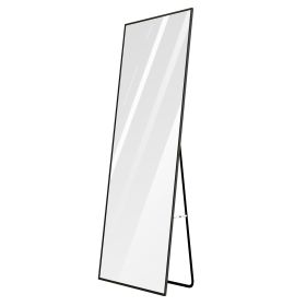 Full Length Mirror 67x25.6in Aluminum Alloy Wall Mirror Free Standing Floor Mirror Hanging Leaning Against Wall for Dressing Bedroom Living Room (Option: Mirror(65170CMBlack))