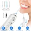 Portable Water Dental Flosser Cordless Rechargeable Dental Oral Irrigator IPX7 Waterproof Teeth Cleaner with 5 Modes 5 Nozzles 10.14oz Detachable Wate