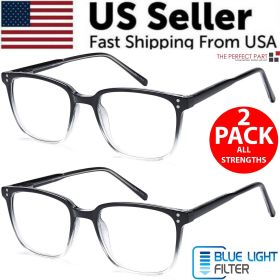 2 PK Unisex Blue Light Blocking Reading Glasses Computer Readers For Men Women (Frame Pattern: Black & Clear, Magnification Strength: =+1.25 strength)