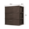 3 Drawer Wide Weave Tower Plastic, Cement, Case of 1